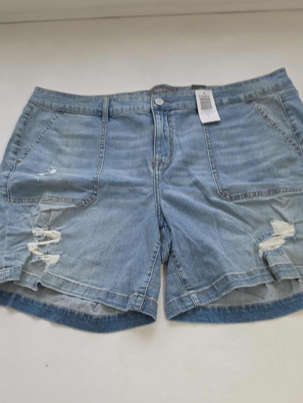 Torrid Light Blue Distressed Denim Shorts